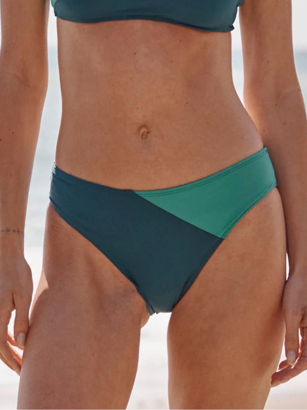 NWT summersalt The Diagonal Mid Rise swim Bottom seaglass seaweed blue green
